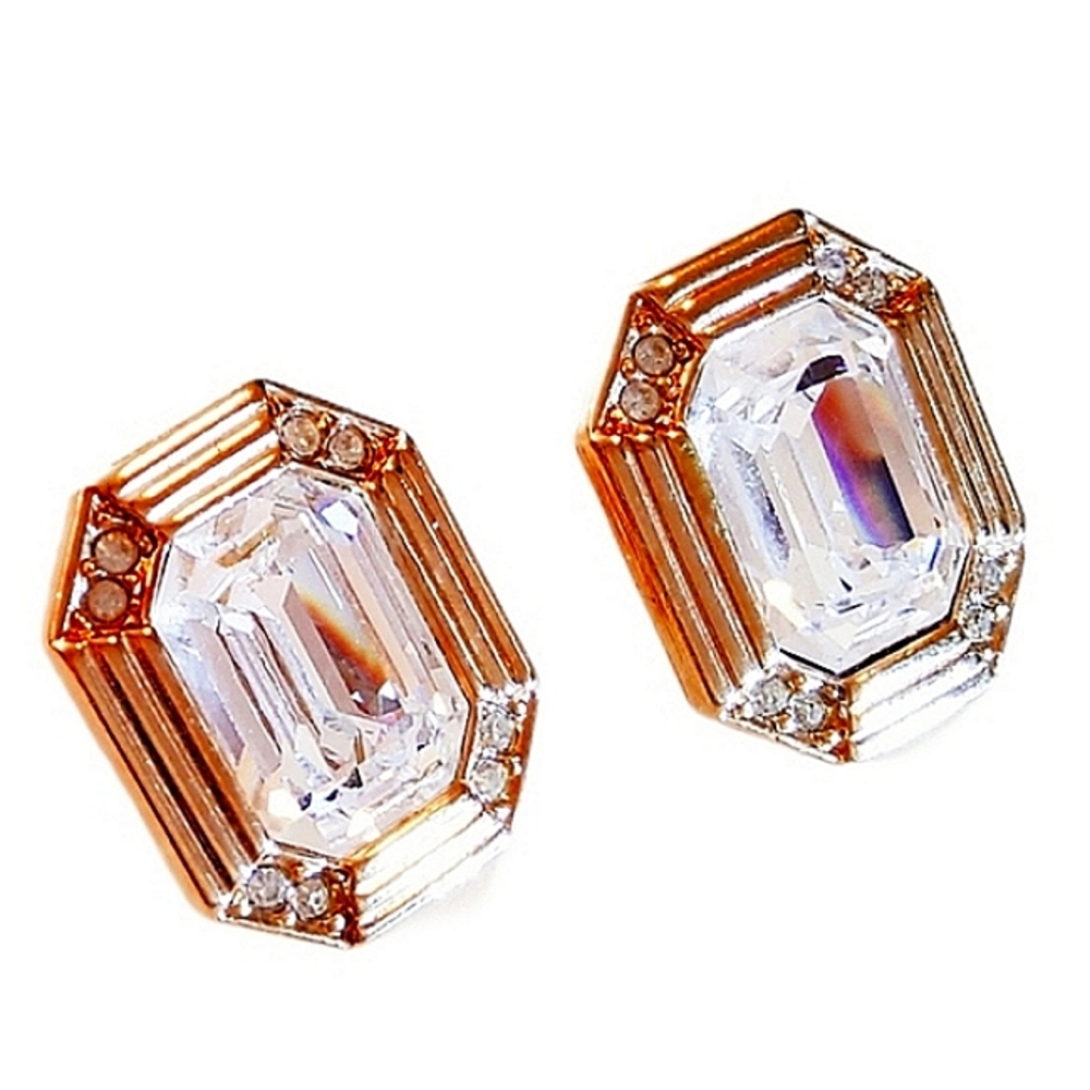 Statement Earrings Facet Cut Gems Vintage Sparklers